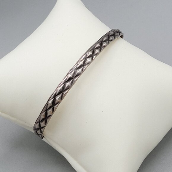 Taxco Mexican Sterling Silver 925 Diamond Pattern Cuff Bracelet Unisex - Picture 2 of 8